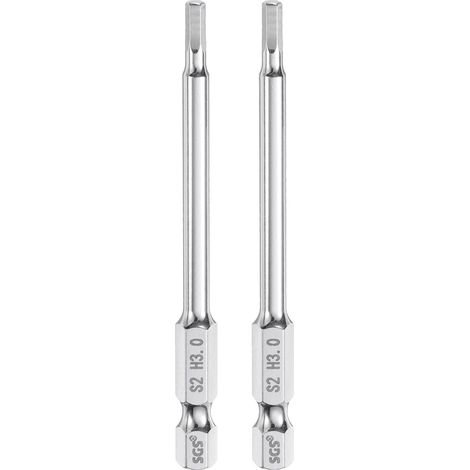 2pcs Foret à Tête Hexagonale 3mm (H3) Métrique 1/4" Tige Hexagonale 80mm (3.2") Long Embouts de Tournevis Magnétique Acier S2 Foret Hexagonaux à Pointe Plate pour Vis (1/5)