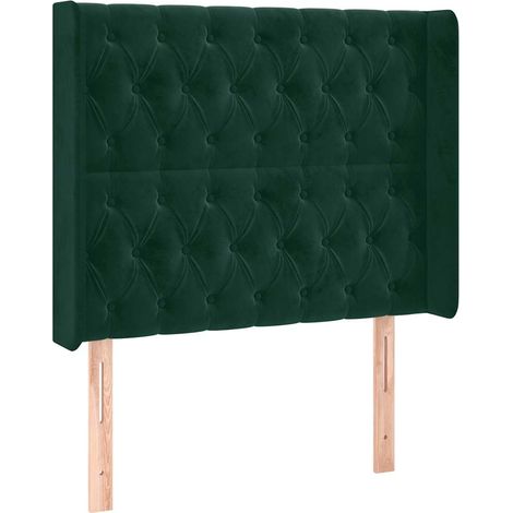 Testiera Testata del letto ad Orecchio Verde Scuro 93x16x118/128 cm in Velluto (1/5)