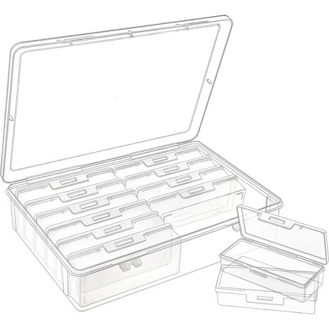 Lot de 13 Boite Rangement Plastique, Transparente, Robuste, Pour Perles, Outils, Bijoux, Maison, Bureau (1/5)