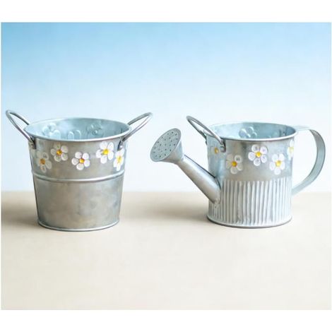 2 pièces, pots de fleurs vintage en fer, arrosoir et seau à lait thaï, décoration intérieure et extérieure pour balcon et jardin
