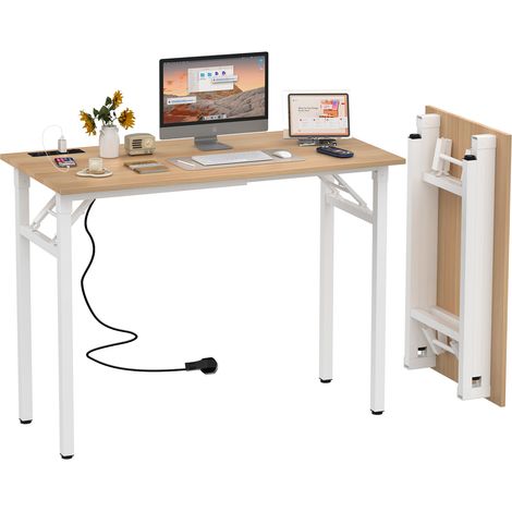 Bureau Pliable Multifonction Sans Montage – Plateau MDF Résistant & Design Moderne – Économie d'Espace 100x50x76cm (Idéal Télétravail/Cuisine/Maison) (1/5)