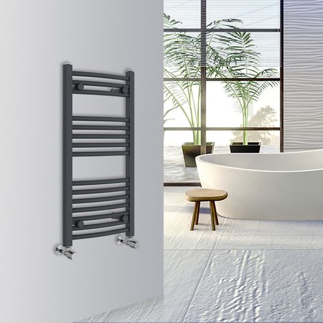 WarmeHaus Curved Bathroom Heated Towel Rail 800x400mm Anthracite