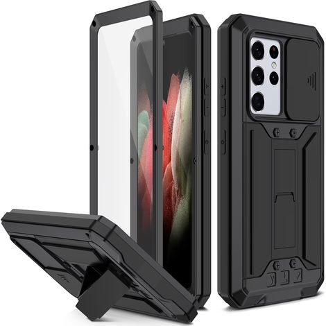 étui De Protection - Compatible Samsung Galaxy S21 Ultra - Imperméable Ip68 Avec Béquille Et Protecteur D'écran Intégré - Noir (1/5)