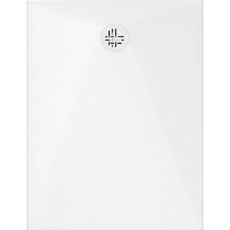 Receveur de douche 100 x 70 cm antidérapant KINEDO Kinesurf Nova extra-plat découpable blanc avec bonde + grille assortie (1/5)