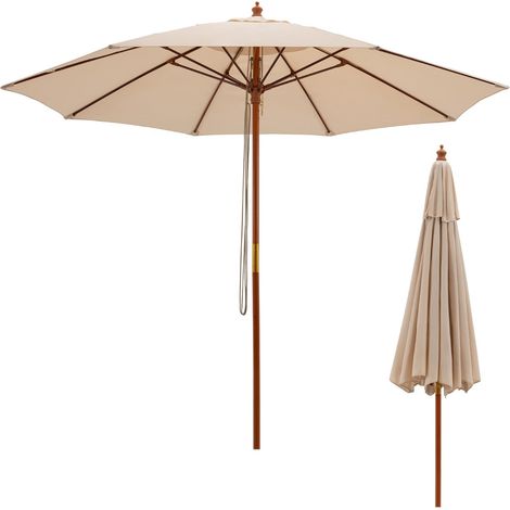 Ombrellone da giardino pieghevole 283 x 252,5 cm meccanismo a carrucola ventilato atmosfera accogliente poliestere beige 200012982