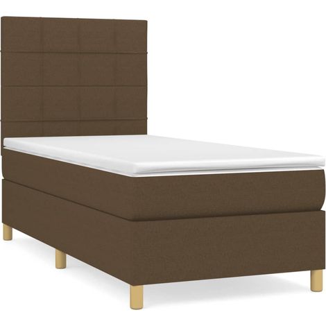 Maison Exclusive - Giroletto a Molle con Materasso Marrone Scuro 90x190cm Tessuto (1/5)