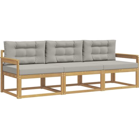 Set di divani da esterno 3 pz Salotto da Giardino Bianco e Grigio Chiaro (1/5)