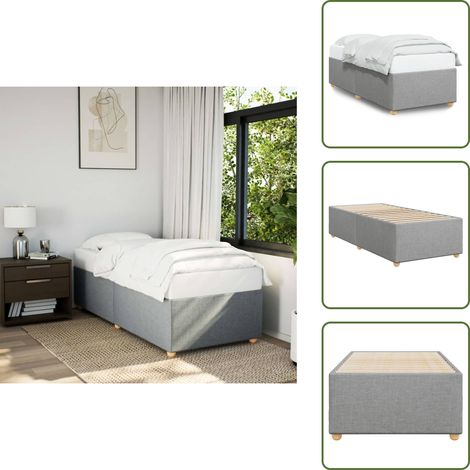 Bettgestell ohne Matratze Hellgrau 90x200 cm Stoff - Bettes Gestell - Holzbettrahmen - Einzelbett - Bettkasten - Schlafraum Dekoration (1/5)