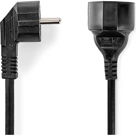 Cable dalimentation prise de terre male prise de terre femelle coude droit plaque nickel 200 m rond pvc noir label (1/3)
