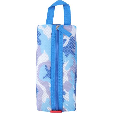 Trousse à crayons portable grande capacité, pochette multifonction pour garçons et filles, cosmétique et papeterie bleue (1/5)