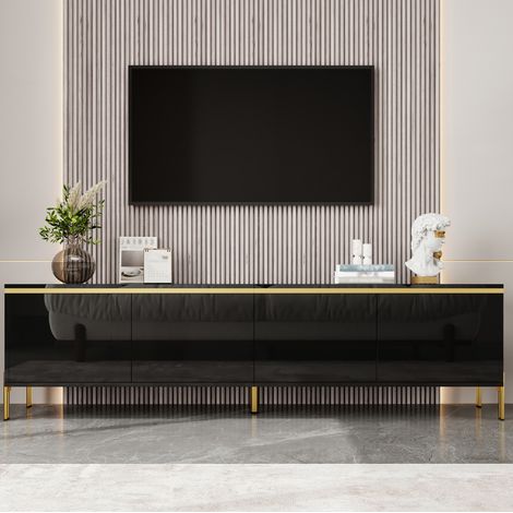 Mobile TV nero lucido 170 x 38 x 50 cm, 4 ante, passacavi, DESVIAE (1/5)