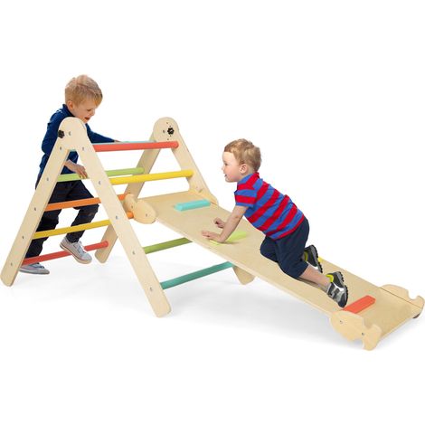 3-in-1 Climbing Set Foldable and Adjustable Kids Triangle Set-Multicolor (1/5)