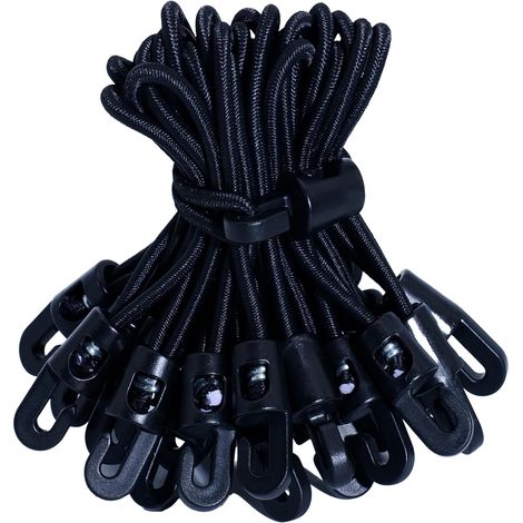25 Elastic Bands with Hook, 15 cm Black Rubber Expansion (1/5)