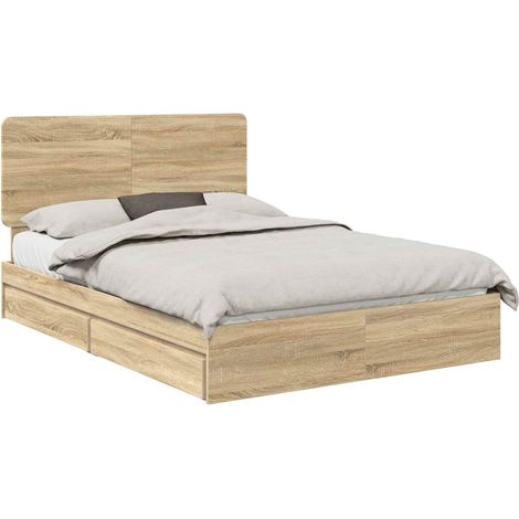 Aufbewahrungsbett Sonoma-Eiche 140 x 190 cm Holzwerkstoff vidaXL