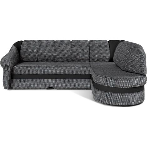 Canapé d'angle droit convertible BENANA 250 cm gris et noir avec coffre