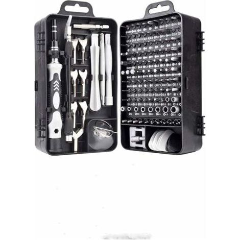Mini tournevis magnétique de précision 135 en 1 - Kit d'outils de réparation pour iPhone, ordinateur portable, montre avec organiseur de rangement, noir (1/3)