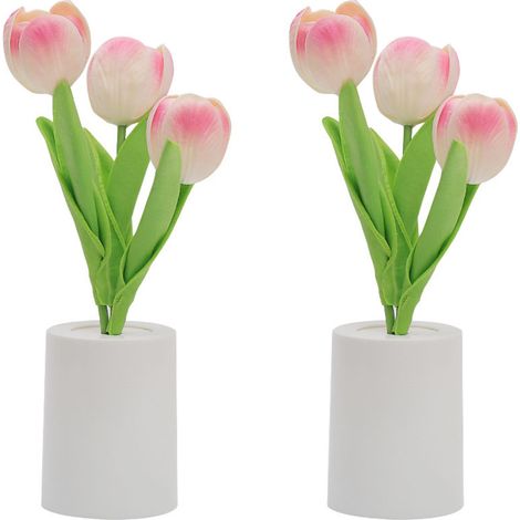 Tulpenförmige Tischlampen (2er-Set), batteriebetriebenes LED-Nachtlicht, Bürodekoration für Zuhause, Partys, Hochzeiten. (1/5)