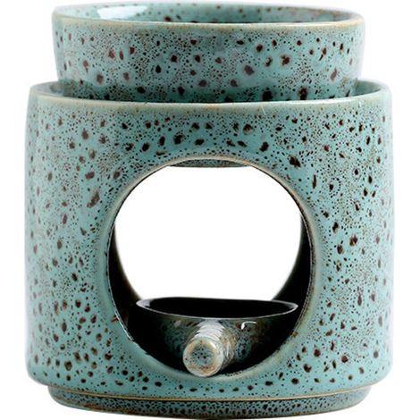 Brûleur de cire en céramique, diffuseur d'arômes bleu pour anniversaires, Noël, mariages et maison