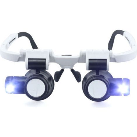 Loupe de Lunettes,8X 15x 23x Tête Portant Une loupe avec Bandeau Lumineux LED Loupe pour la Lecture,Loupe de Lunettes,Loupe de Tatouage,Réparation de bijoutier 17515555mm