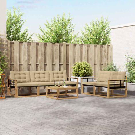 vidaXL Outdoor-Sofagarnitur 6 pcs Weiß und Beige 79 x 79 x 37 cm (1/5)