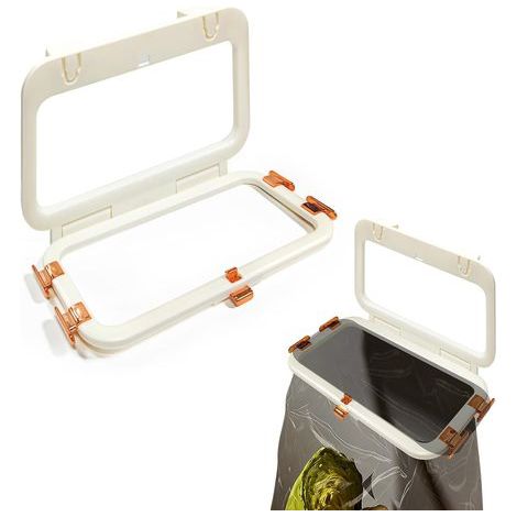 Corbeille à Poubelle Suspendue Cuisine, Support Sac Poubelle Pliable, Adapté aux Armoires de Cuisine avec Bords de 2 cm, meuble poubelle cuisine pour Portes d'Armoire et Rangements (1/5)