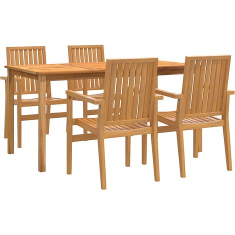 Maison Exclusive - 5-tlg. Garten-Essgruppe Massivholz Teak