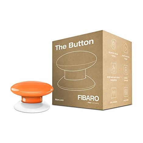Fibaro FGPB-101-8 pulsante per il controllo di sirene, allarmi e scene configurabili nelle case intelligenti, Colore Arancione (1/4)