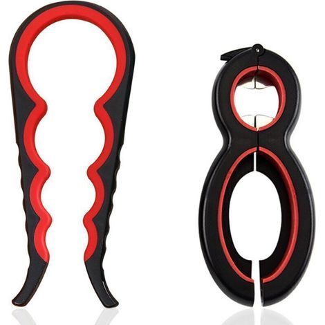 Set aus Glas- und Flaschenöffner, ergonomisches Multifunktions-Flaschenöffner-Set, kompatibel mit einer Vielzahl von Verschlüssen und Deckeln (1/4)