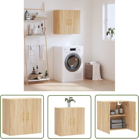 The Living Store Armoire murale chêne sonoma 60x31x60 cm bois d'ingénierie - Armoire Murale - Meuble De Rangement - Étagère Murale - Rangement Mural - Armoire Design (1/5)