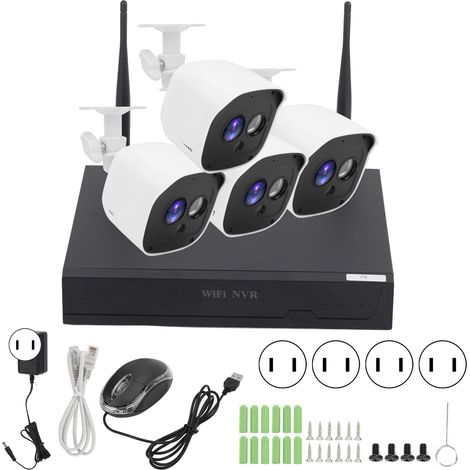Kit d'enregistrement vidéo WiFi 8 canaux NVR, visionnage à distance 1080P, étanche pour sécurité domestique, 100-240V AC prise américaine (1/5)
