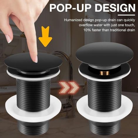 Bonde de lavabo sans trop-plein – Raccord G1¼' – Alliage de zinc et silicone – Résistante à la corrosion – Installation facile (1/5)