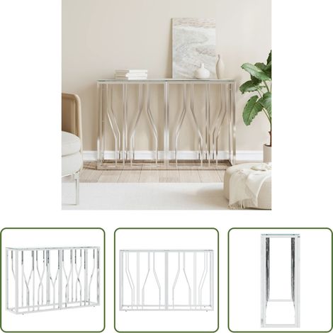 Table d'entrée - Table console argenté 110x30x70 cm acier inoxydable et verre (1/5)