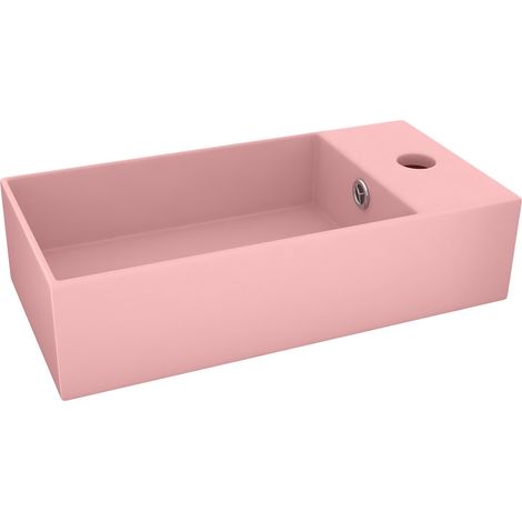Badezimmer-Waschbecken mit Überlauf Keramik Matt Rosa vidaXL