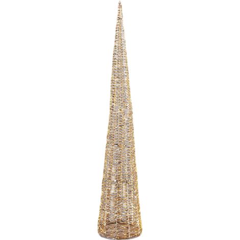 Albero di Natale cono con luci a led Color Oro decorazione natalizia -120 cm (1/2)