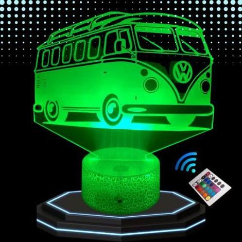 Lampe de chevet 3D LED - Volkswagen - Combi Van - Multicolore - Tactile - Décorative (1/4)