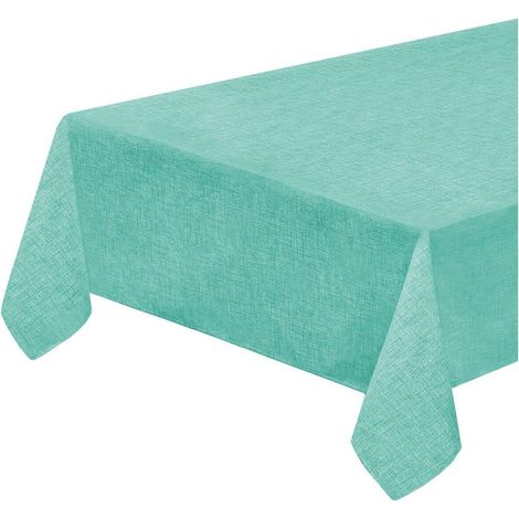 Nappe en Coton Ourlé Pour Cuisine Mou Tendre Couleur Pastel Unie Turquoise - 135x230 cm
