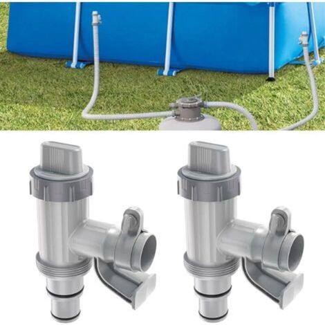 Adaptateur de tuyau pour piscine hors sol avec vanne d'entretien/d'arrêt et support de tuyau, accessoires pour systèmes de pompe de piscine, pour tuyau de 32/38 mm (paquet de 2) (1/5)