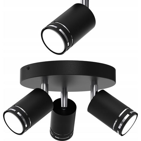Deckenleuchte, schwarz verchromt, beweglicher LED-GU10-Spot, polnische Lampe (1/5)
