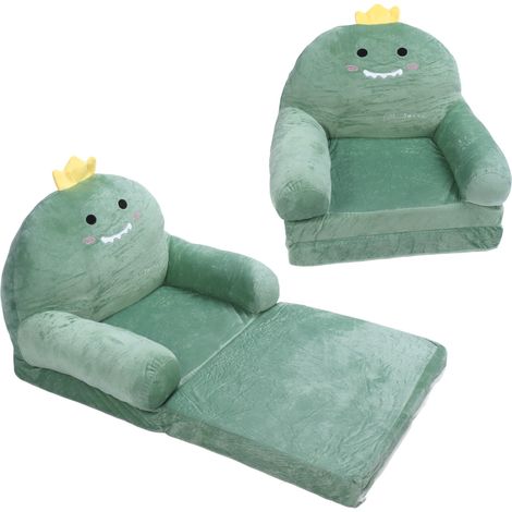 Canapé Enfant Pliable Dinosaure, Canapé Lit Repliable 2 Couches, Moelleux Confortable pour Tout-Petits, Canapé d'Angle Cartoon pour Salon (1/5)