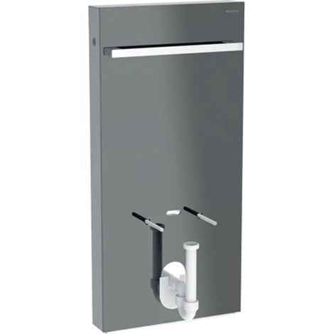 Panneau sanitaire Geberit MONOLITH pour bidet, 101 cm, avec porte-serviettes, verre gris velouté, latéral aluminium chromé noir - Geberit (1/4)