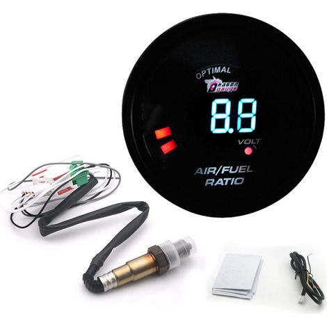 Kit de jauge de rapport air/carburant numérique 2 en 1, 52 mm, bande étroite, 12 V, avec capteur d'oxygène O2, accessoires de modification automobile