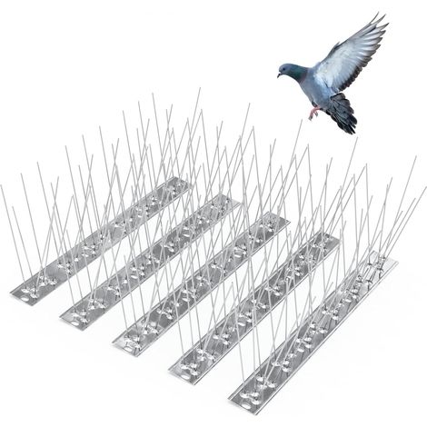 Pics Anti-Pigeons en Acier Inoxydable – Base Métallique Robuste & Antirouille – Répulsif Oiseaux pour Balcon, Fenêtre et Toiture – Protection Efficace Contre Pigeons et Mouettes – 3m (1/5)
