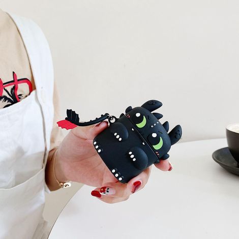 Schwarze Silikonhülle mit 3D-Cartoon-Motiv für AirPods Pro, niedliche, lustige Kawaii-Nachtdämonen-Hülle, wasserdicht und stoßfest, mit Ladefunktion für AirPods Pro (1/5)