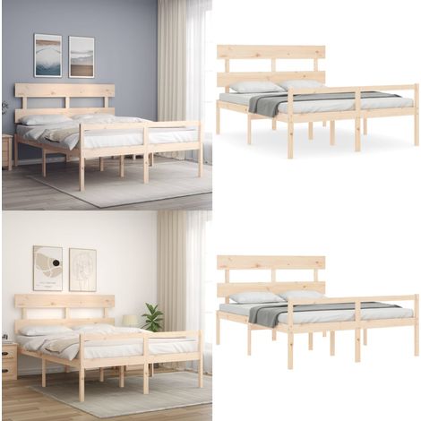 Lit pour personne âgée et tête de lit 160x200 cm bois massif - lit senior - lits senior - Home & Living (1/5)