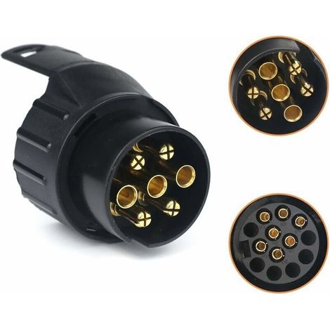 7/13 Adaptateur Prise Remorque 7 vers 13 Broches Connecteur Fiche Attelage 7 Pole a 13 Pin pour Remorque de Voiture, Tracteur, Caravane, Porte-vélo (1/4)