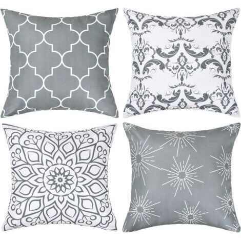Lot de 4 Douce Housses de Coussin 45 x 45 cm Canapé Taie d'oreiller Doux Décoratives pour canapé et Chambre à Coucher Gris