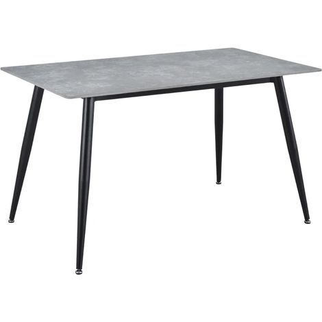 Table 130 x 70 cm céramique gris béton pieds métal noir - RYDER 2 (1/5)