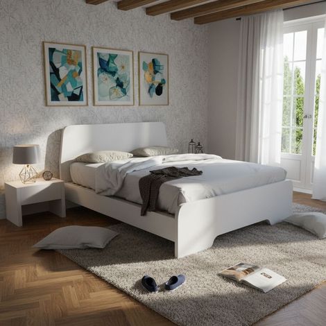 Letto matrimoniale 160x200 con testata sagomata - Dormiose - Bianco
