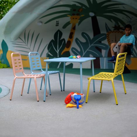 Kindersitzgruppe Etroubles 4-tlg. Stahl Mehrfarbig [casa.pro]