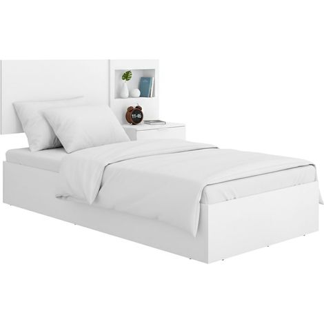Letto Singolo Lufkin, Contenitore, Dimensione Materasso 90x190 cm, Bianco
